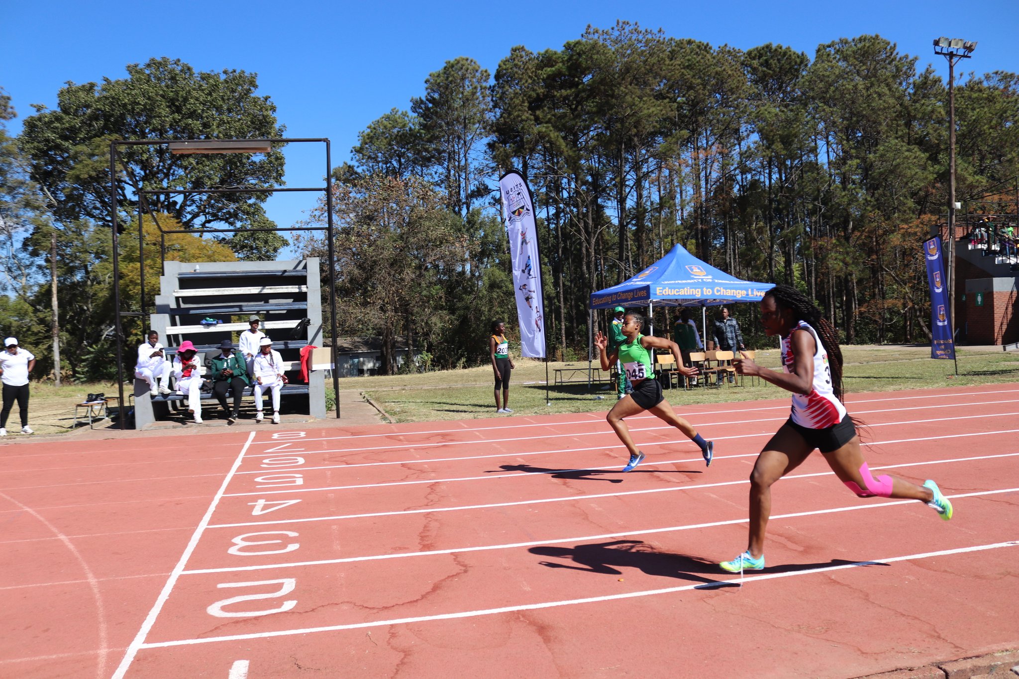 Athletes competing on the track